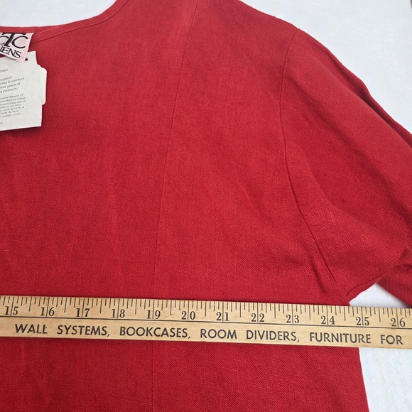 CTC Linens Seamed Crop Top Red 100% Linen Boxy Long Sleeve Women Large CTC 541L - Picture 9 of 9